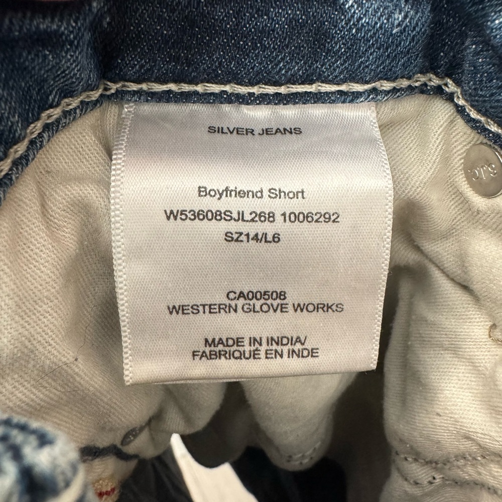 Silver Jeans Distressed Rolled Hem Denim Shorts - Faded Blue - Picture 2 of 3
